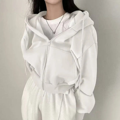 Y2K Zip-Up Crop Hoodie