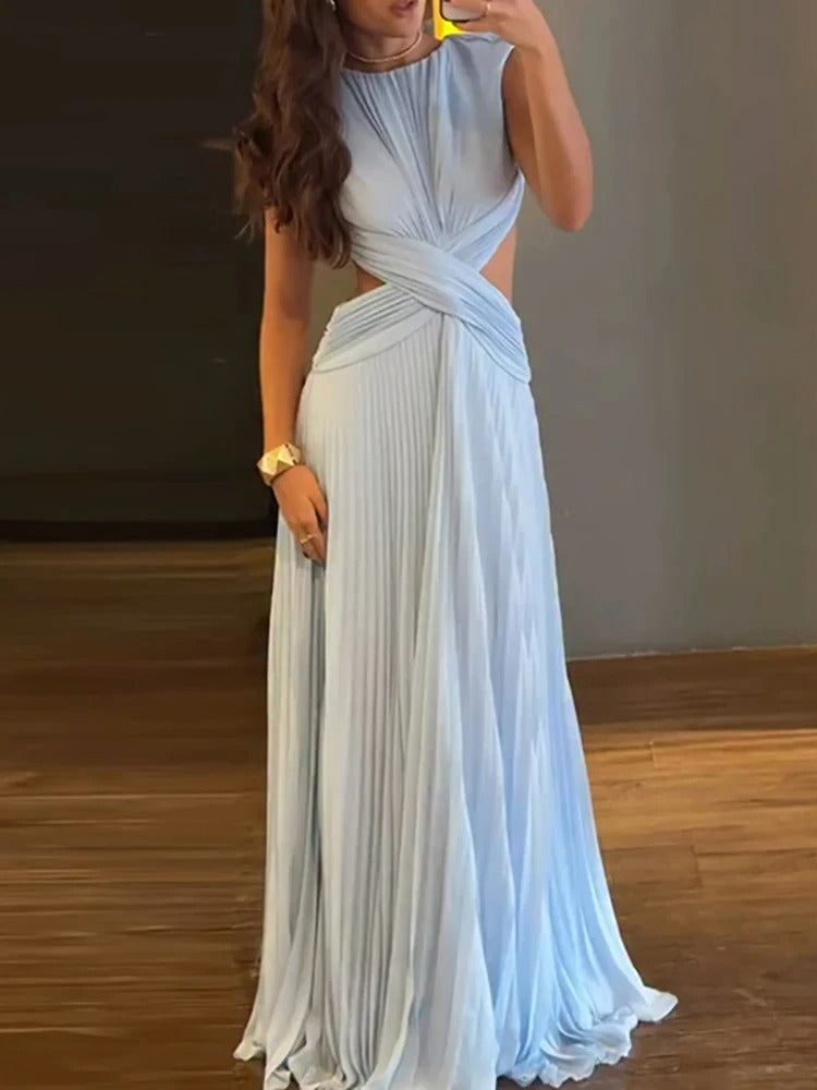 Backless Pleated Bridesmaid Dress