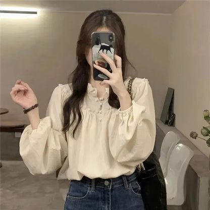 Retro Puff Sleeve Chiffon Blouse
