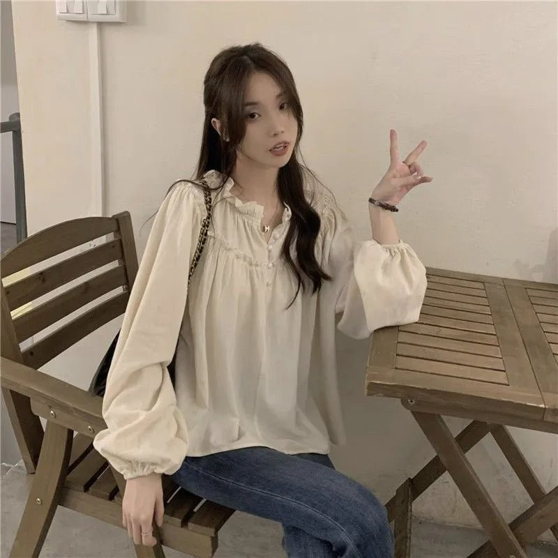 Retro Puff Sleeve Chiffon Blouse