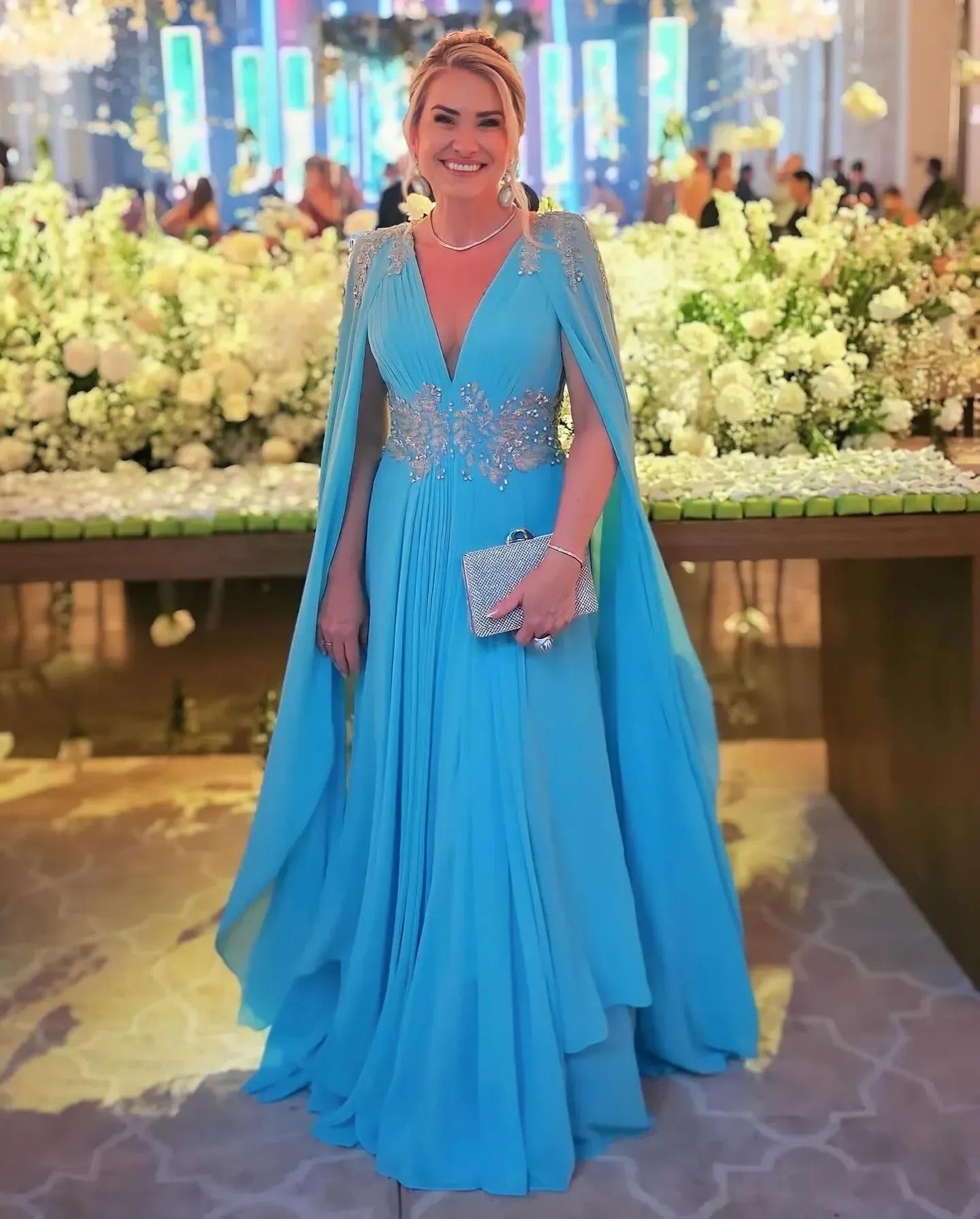 Elegant Cape Evening Gown