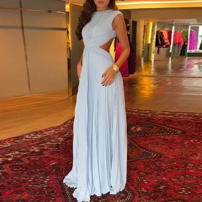 Backless Pleated Bridesmaid Dress