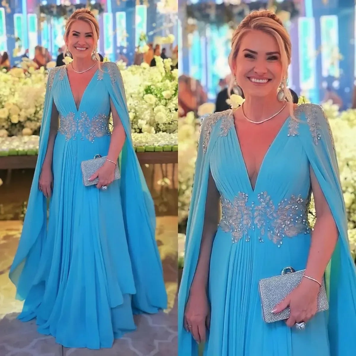 Elegant Cape Evening Gown