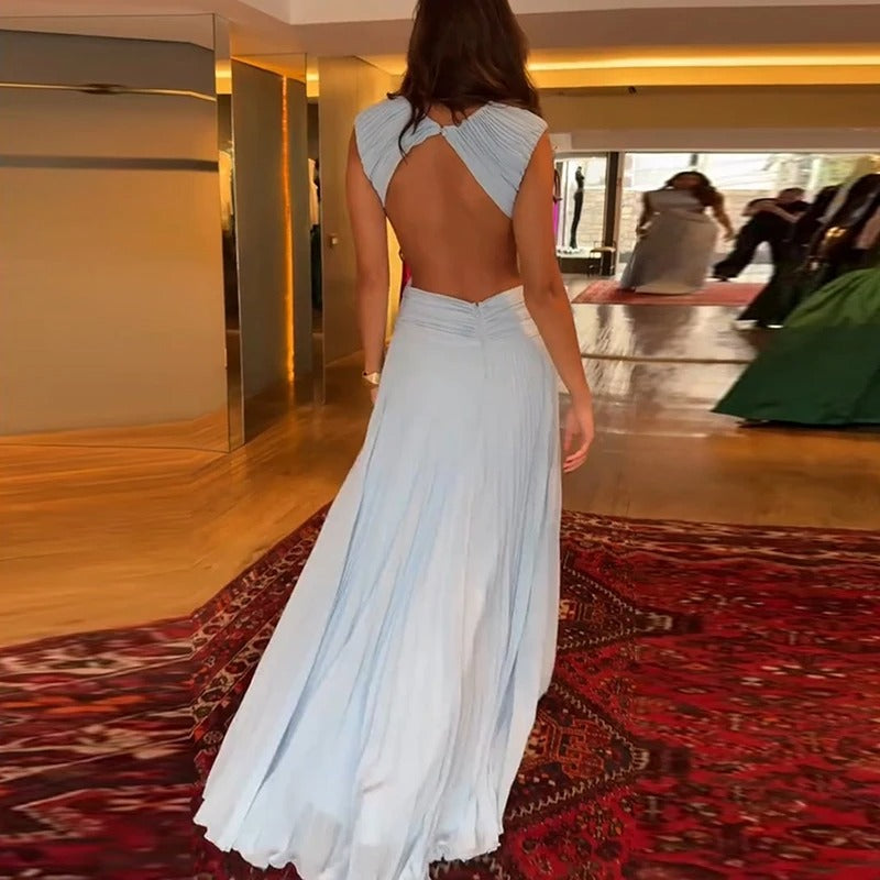 Backless Pleated Bridesmaid Dress