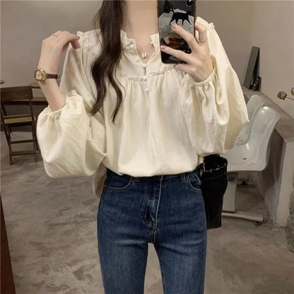Retro Puff Sleeve Chiffon Blouse