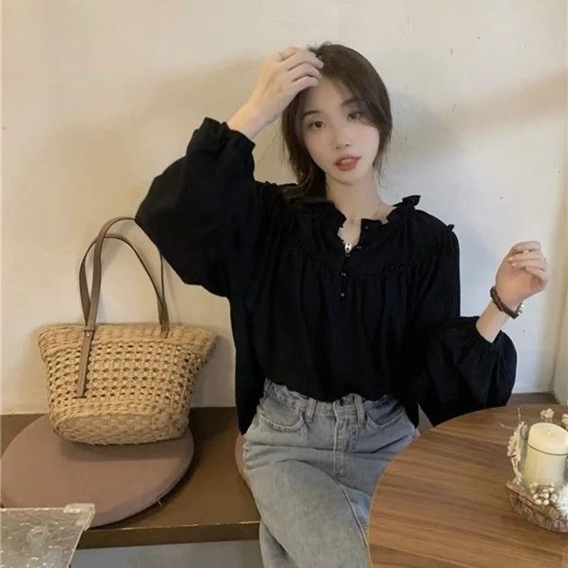 Retro Puff Sleeve Chiffon Blouse