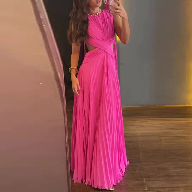 Backless Pleated Bridesmaid Dress