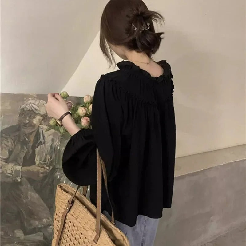 Retro Puff Sleeve Chiffon Blouse