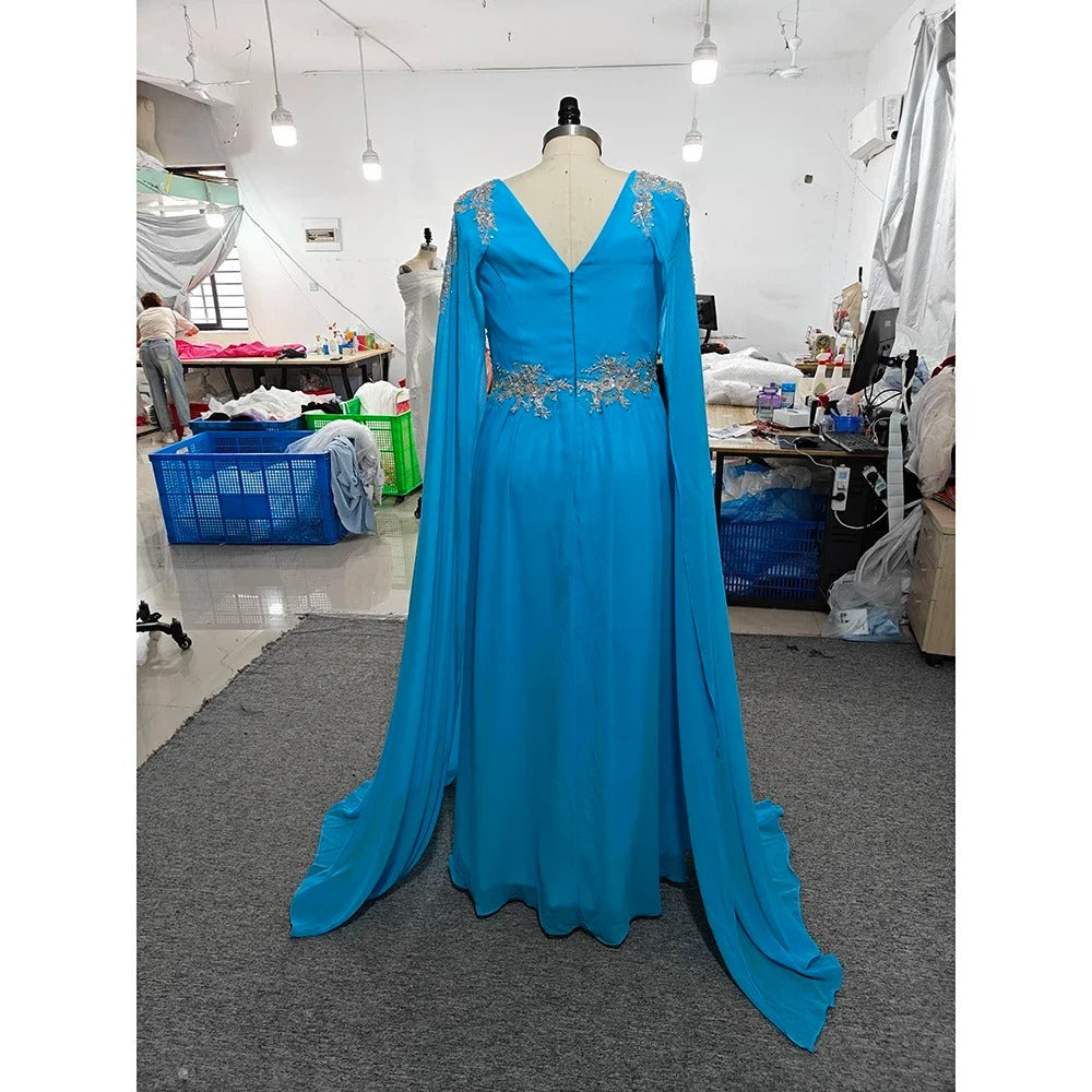 Elegant Cape Evening Gown