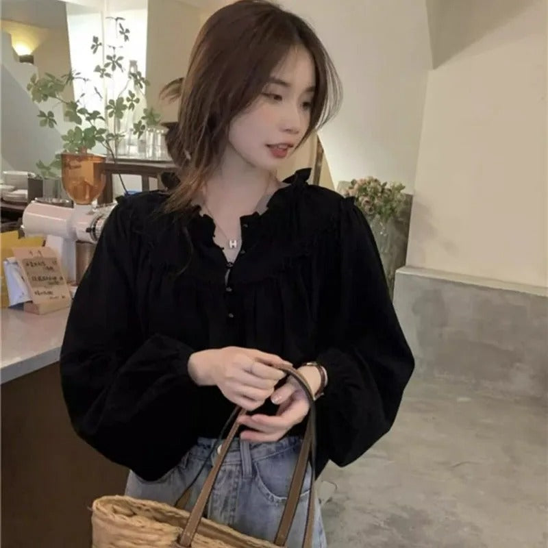 Retro Puff Sleeve Chiffon Blouse