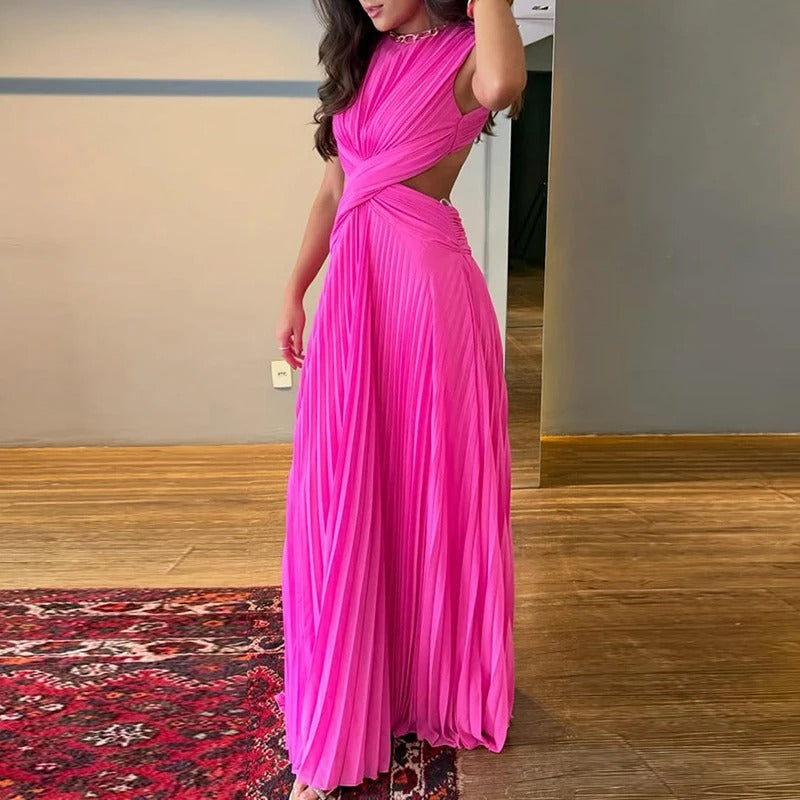 Backless Pleated Bridesmaid Dress