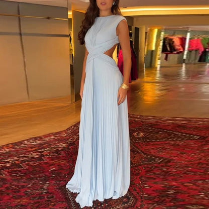 Backless Pleated Bridesmaid Dress
