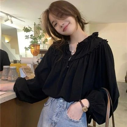 Retro Puff Sleeve Chiffon Blouse