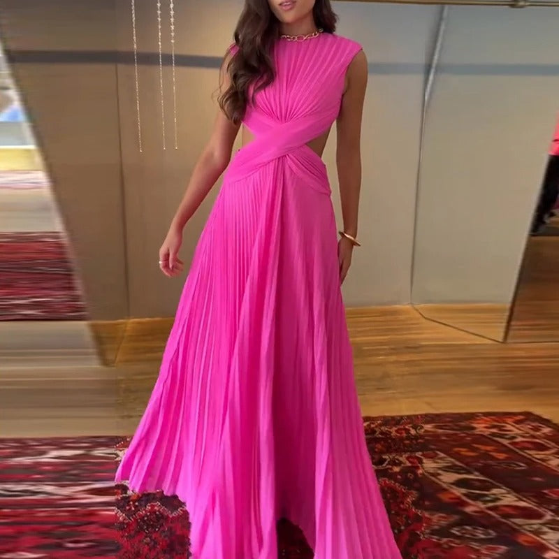 Backless Pleated Bridesmaid Dress